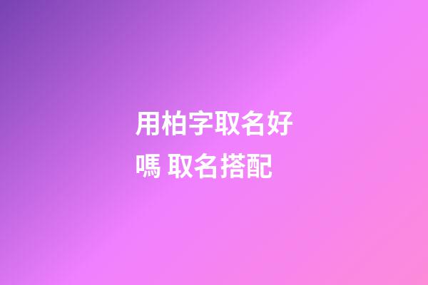 用柏字取名好嗎 取名搭配